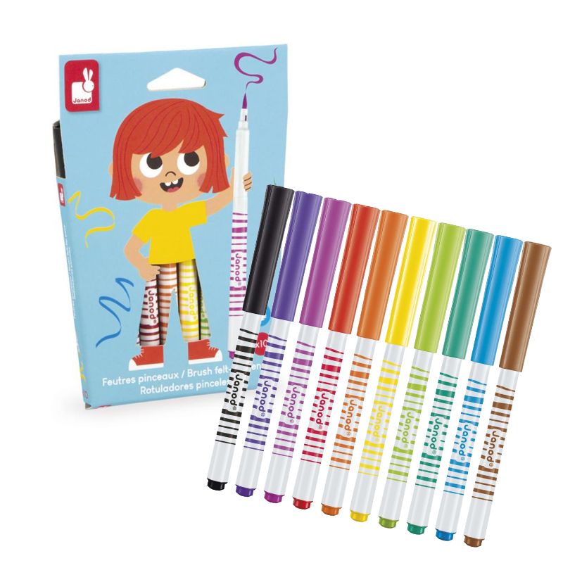 10 Rotuladores Pinceles Janod