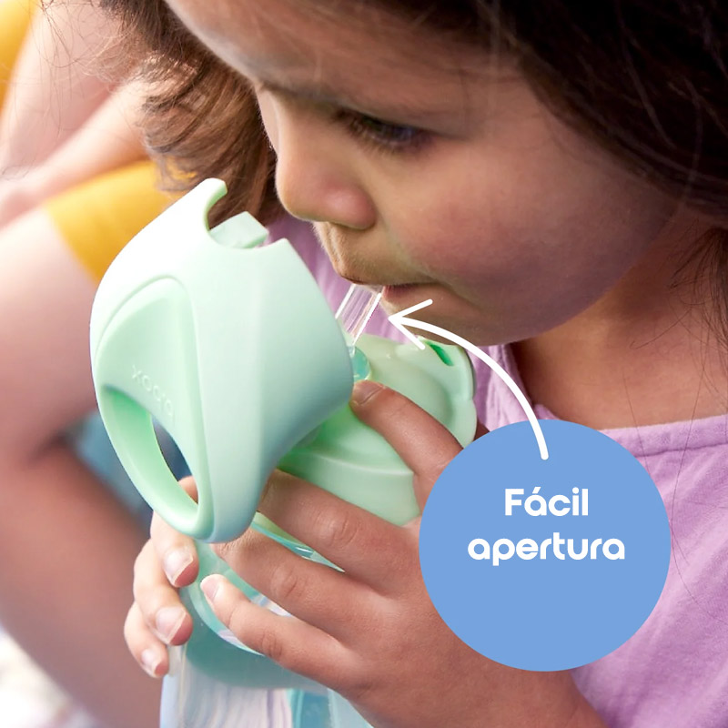 Garrafa Junior com Palhinha 380ml Verde Spearmint