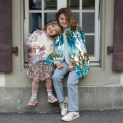 Capa Lantejoulas Azuis e Douradas 4-6 anos