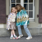 Capa Lantejoulas Azuis e Douradas 4-6 anos