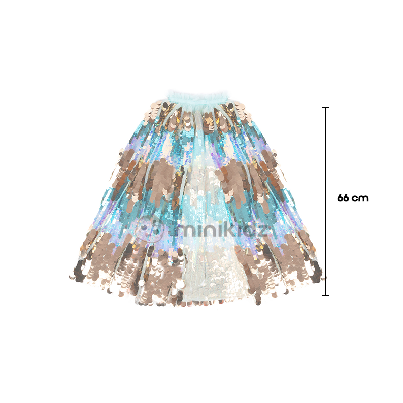 Capa Lantejoulas Azuis e Douradas 4-6 anos