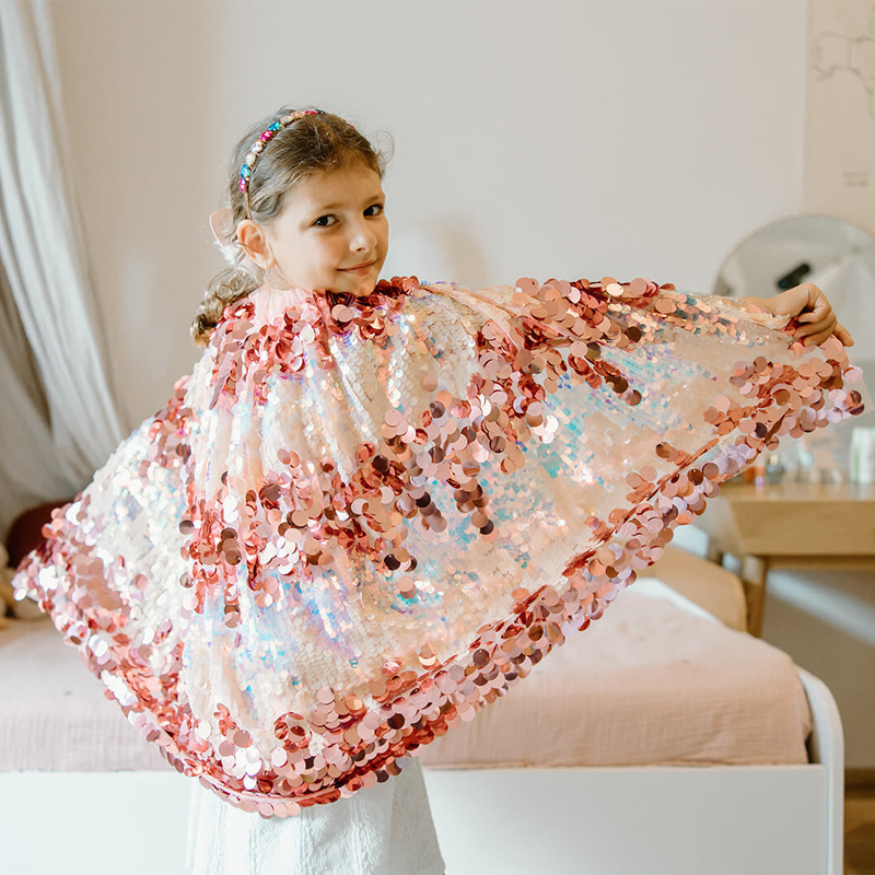 Capa Lantejoulas Rosa 4-6 anos