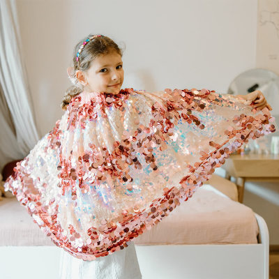 Capa Lantejoulas Rosa 4-6 anos