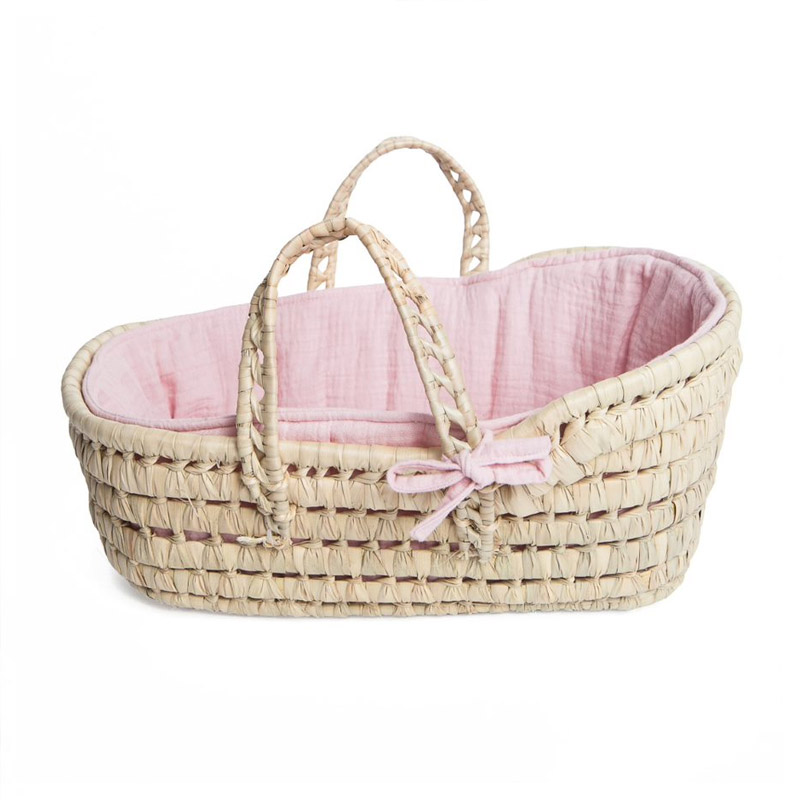 Capazo de Mimbre Bobble Rosa de Barrutoys en MiniKidz