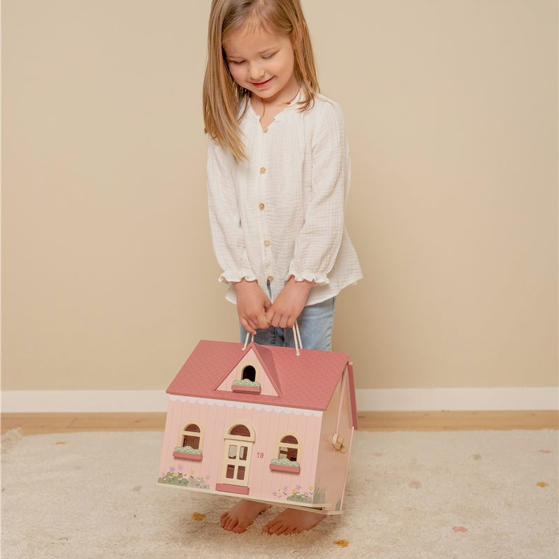 Casita de Muñecas de Madera Portátil