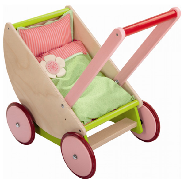 carrito muñecas madera
