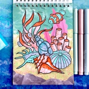 Set para colorear con brillo Vida marina de Tiger Tribe