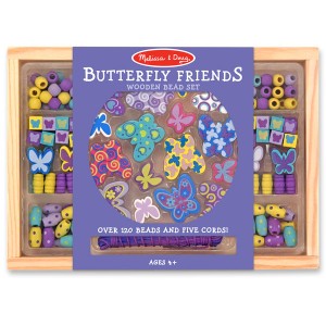Melissa & Doug Set De Cuentas De Madera Mariposas – 120 Piezas Para Hacer Collares Y Pulseras De Amistad, Regalo Creativo Para Niños De 4 A 6 Años