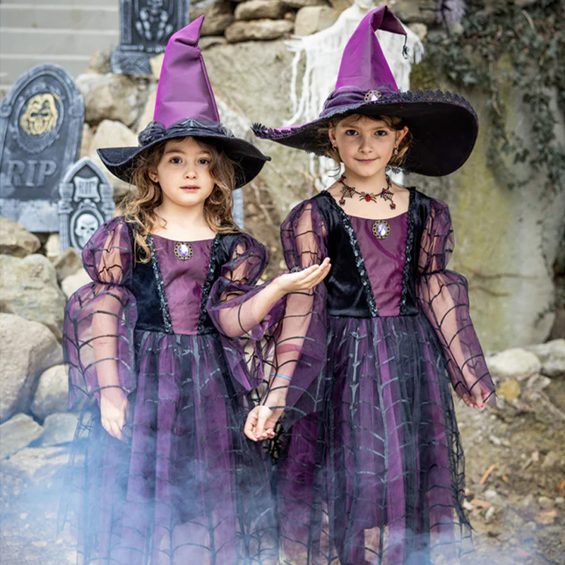 Disfraz Bruja con Vestido y Sombrero 7-8 años