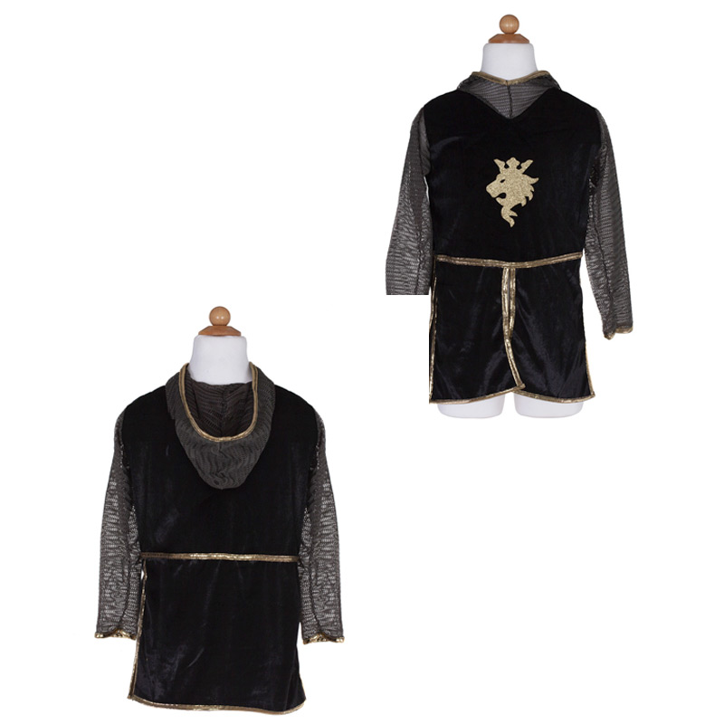 Fato de cavaleiro dourado com capa e coroa de 5 a 6 anos