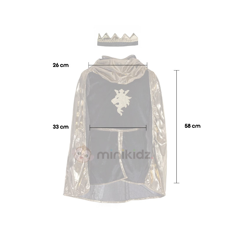 Fato de cavaleiro dourado com capa e coroa de 5 a 6 anos