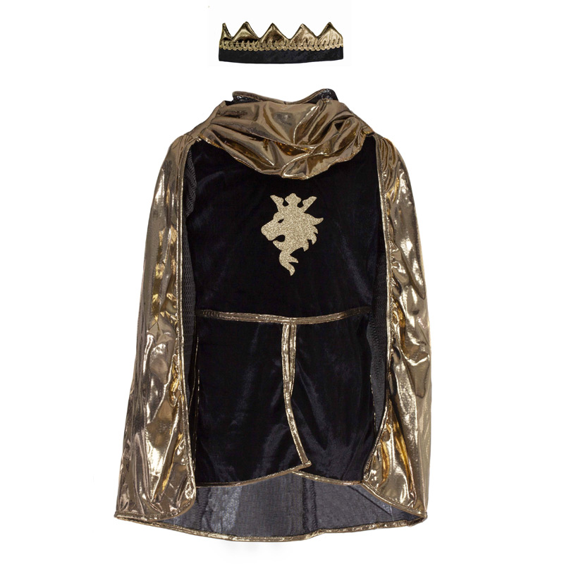Disfraz Caballero Dorado con Capa y Corona 7-8 años
