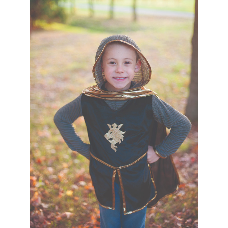 Disfraz Caballero Dorado con Capa y Corona 7-8 años
