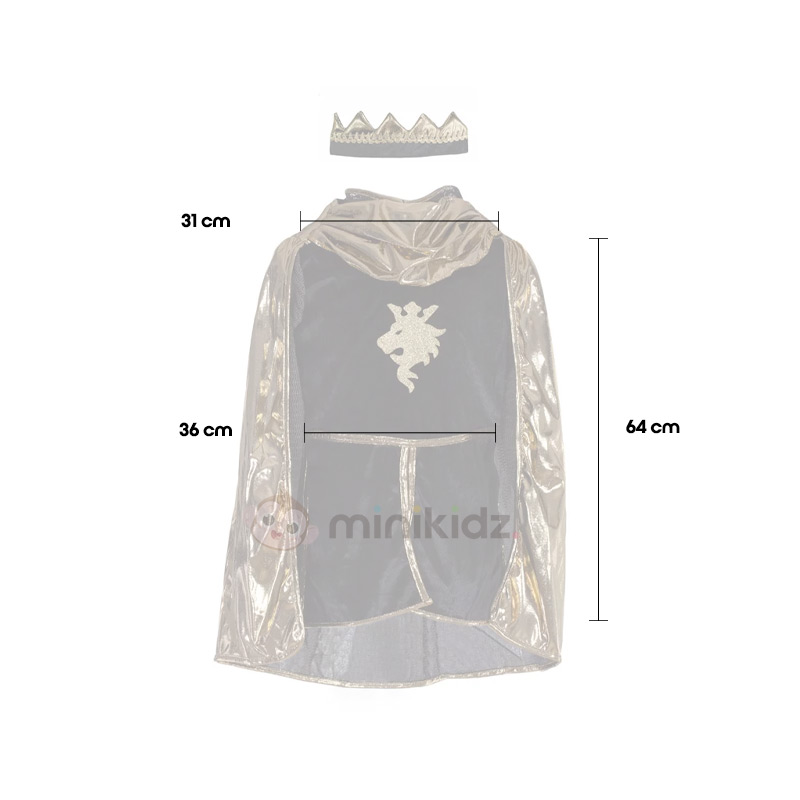 Disfraz Caballero Dorado con Capa y Corona 7-8 años