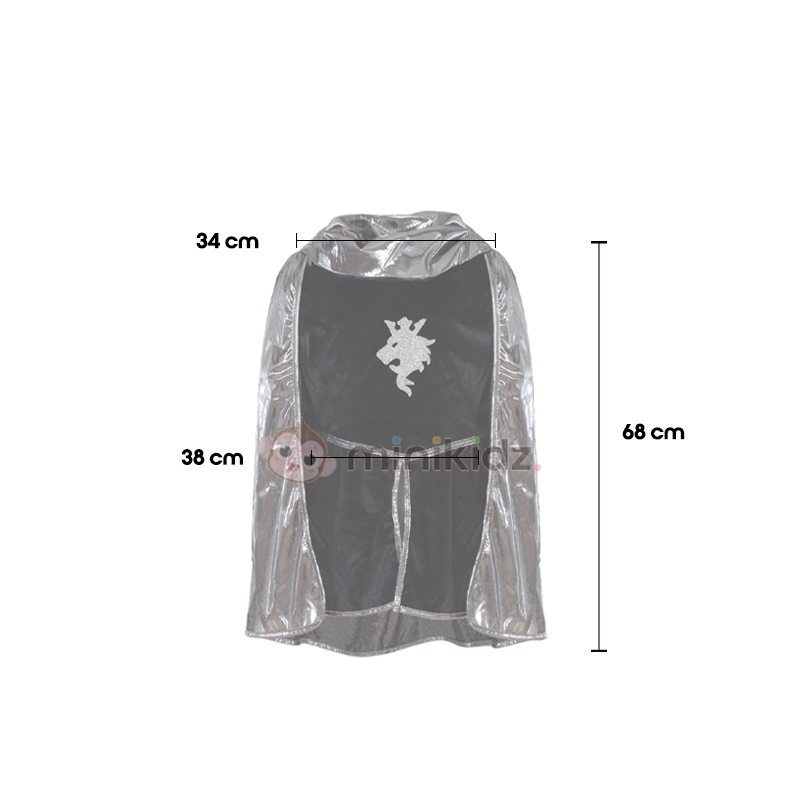 Fato de Cavaleiro Prateado com Capa e Coroa 7-8 anos