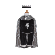 Fato de Cavaleiro Prateado com Capa e Coroa 9-10 anos