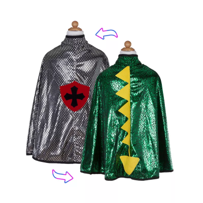 Disfraz Capa Reversible Dragón y Caballero 7-8 años