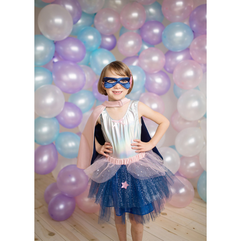 Fato com tutu, máscara e capa Navy 4-6 anos