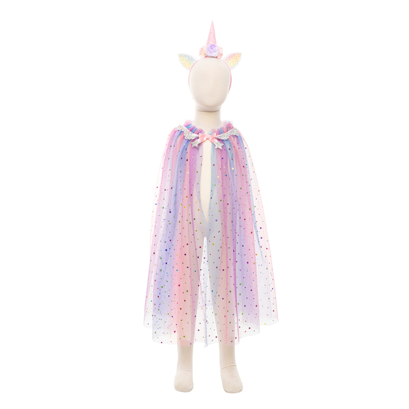Disfraz Capa Unicornio Arcoíris con Diadema 4-6 años