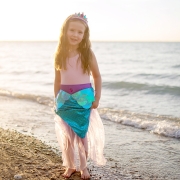 Disfraz Cola de Sirena Azul con Corona 5-6 años