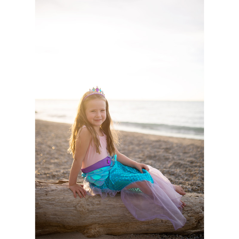 Disfraz Cola de Sirena Azul con Corona 5-6 años