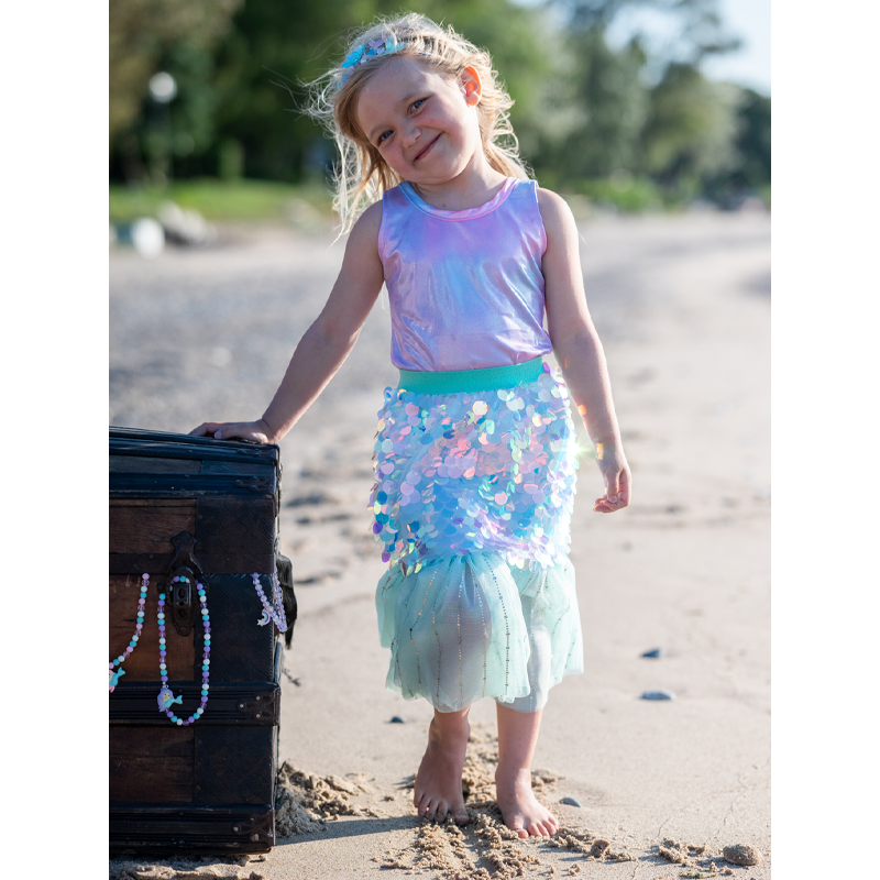 Fato de Sereia com Fita para o Cabelo Menta 4-6 anos