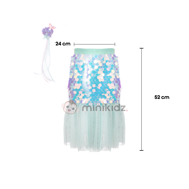 Fato de Sereia com Fita para o Cabelo Menta 4-6 anos