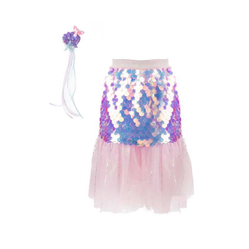 Fato de Sereia com Fita para o Cabelo Rosa 4-6 anos