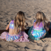 Fato de Sereia com Fita para o Cabelo Rosa 4-6 anos