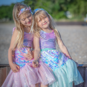 Fato de Sereia com Fita para o Cabelo Rosa 4-6 anos