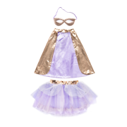 Fato Superfantástica Tutu, Capa e Máscara Metalizadas Douradas 4-6 anos