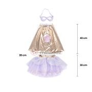 Fato Superfantástica Tutu, Capa e Máscara Metalizadas Douradas 4-6 anos