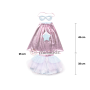 Fato Superfantástica Tutu, Capa e Máscara Metalizadas Rosa 4-6 anos