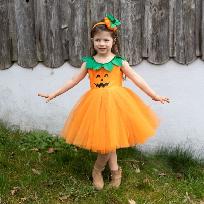 Disfraz Vestido Princesa Calabaza con Diadema 3-4 años Disfraz Vestido Princesa Calabaza con Diadema 3-4 años