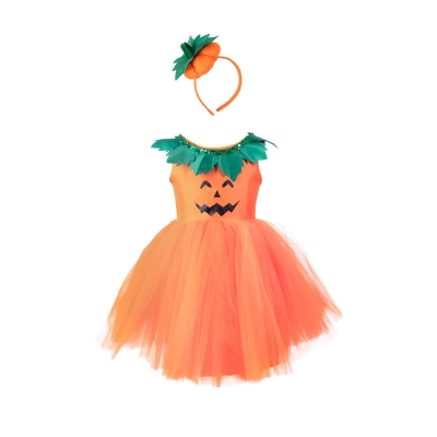 Disfraz Vestido Princesa Calabaza con Diadema 5-6 años Disfraz Vestido Princesa Calabaza con Diadema 5-6 años