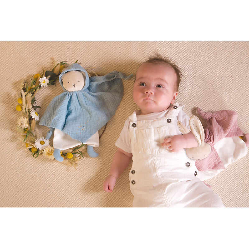 Peluches Pequeños Para Bebes Peluche Babou Noukie's De Algodón Orgánico - 25 Cm - Manta De Seguridad Suave Para Niños Y Bebés Manta De Seguridad Suave Para Niños Pequeños