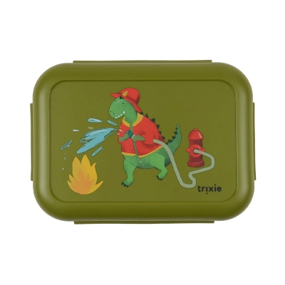 Fiambrera con clips Dinosaurio Bombero 