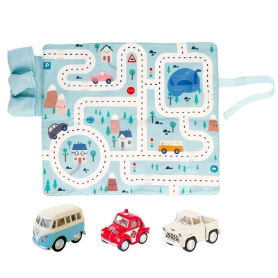 Juego Mantel con Circuito Azul con Coches Juego Mantel con Circuito Azul con Coches