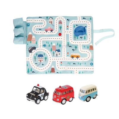 Juego Mantel con Circuito Azul con Coches Juego Mantel con Circuito Azul con Coches