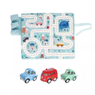 Juego Mantel con Circuito Azul con Coches Juego Mantel con Circuito Azul con Coches