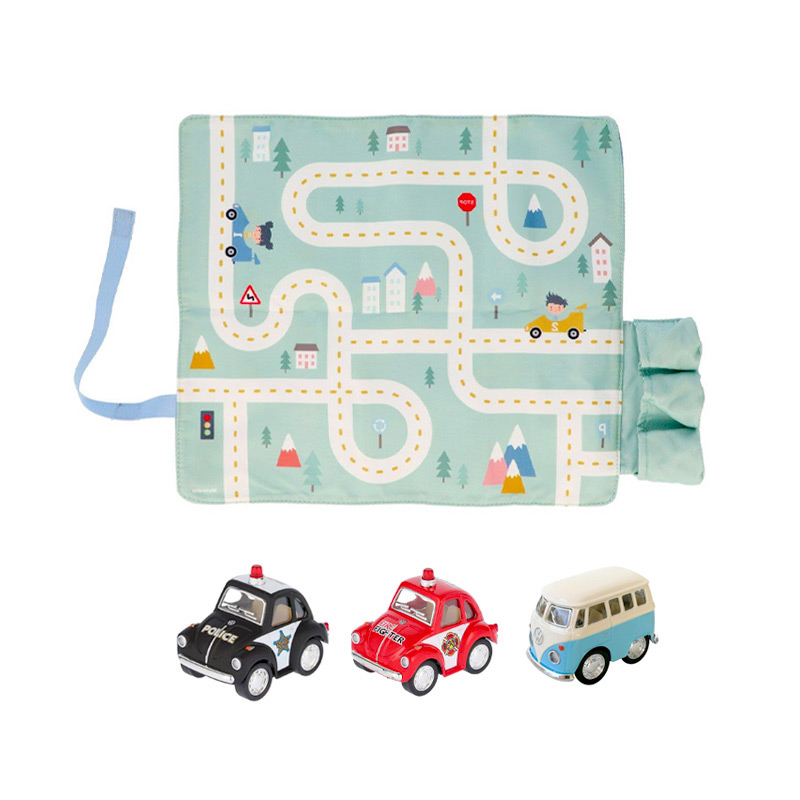 Juego Mantel con Circuito Menta con Coches