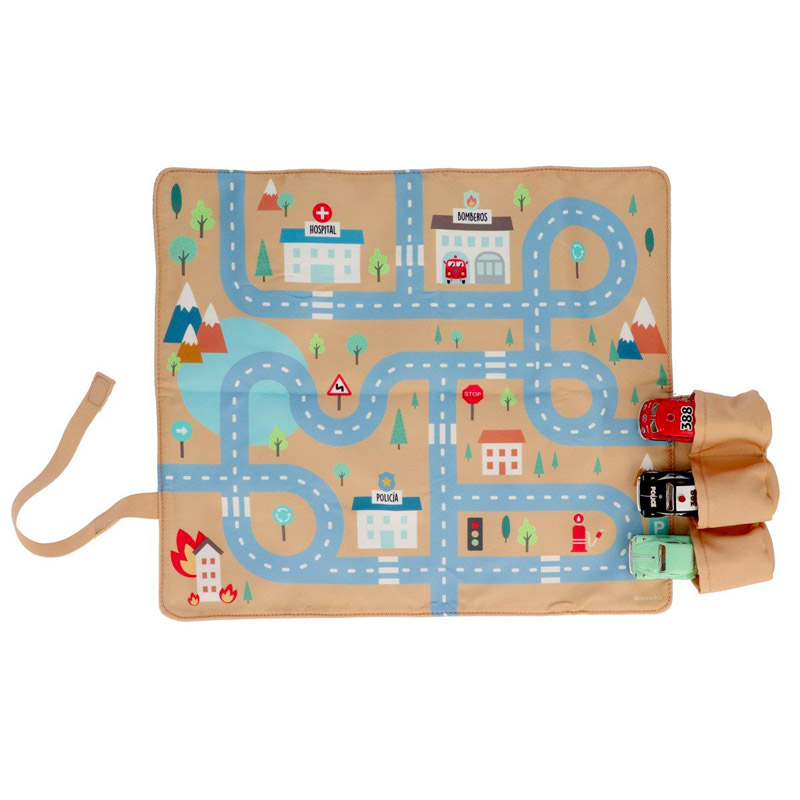 Toalha de Mesa com Circuito Mostarda com Carros