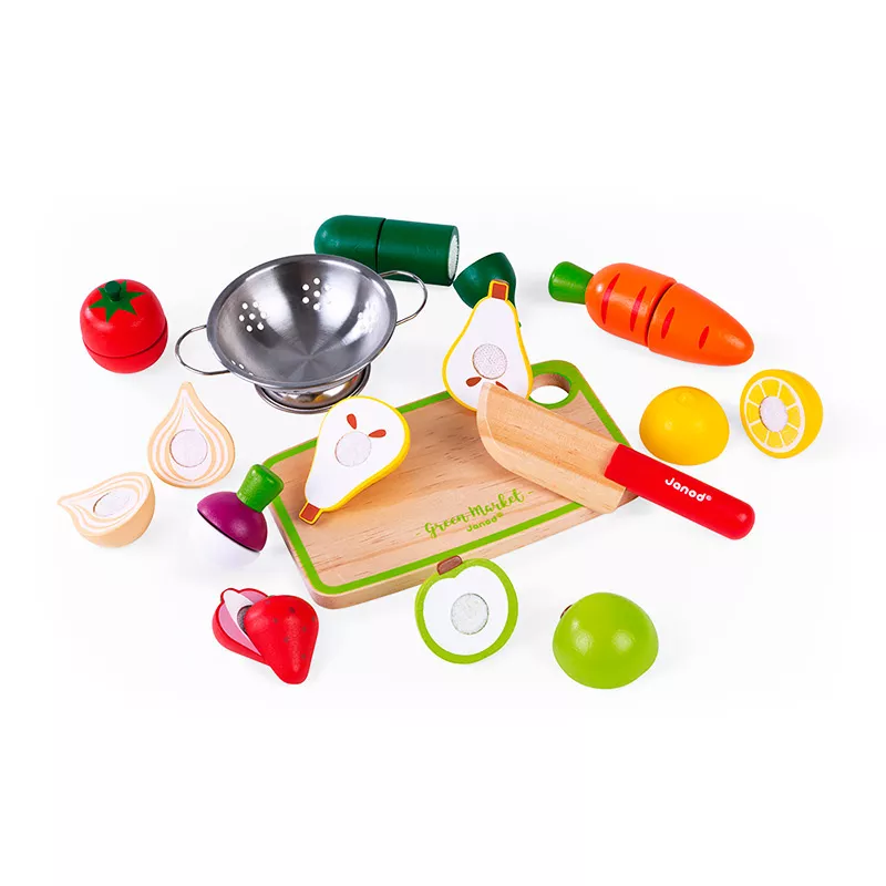 Maxi set de frutas y verduras con velcro - ¿Qué cocinita de madera y accesorios comprar?