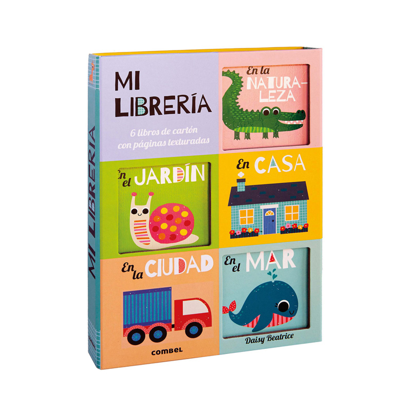 Mi Librería: 6 libros de cartón con páginas texturadas