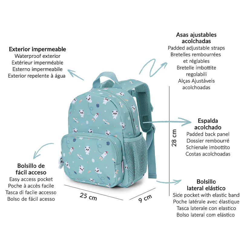 Mochila Infantil Pandas in Space
