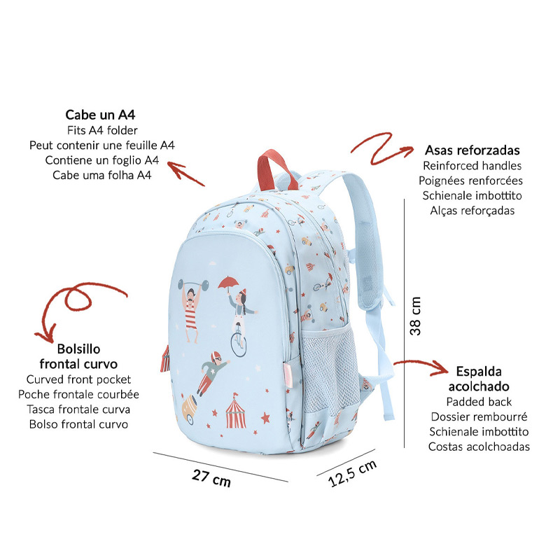 Mochila Mediana Circus Show con llavero personalizable