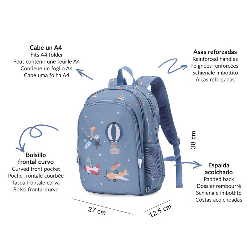 Mochila Mediana Planes con llavero personalizable