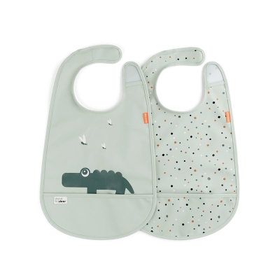 Pack de 2 Babetes com velcro Croco Verde Pack de 2 Babetes com velcro Croco Verde