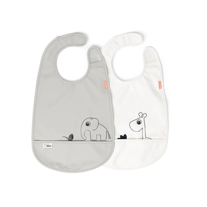 Pack de 2 Baberos con velcro Deer Friends Gris