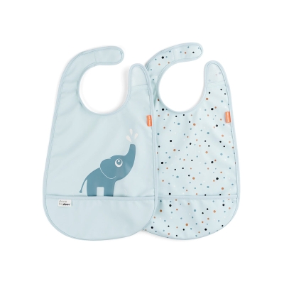Pack de 2 Babetes com velcro Elphee Azul Pack de 2 Babetes com velcro Elphee Azul
